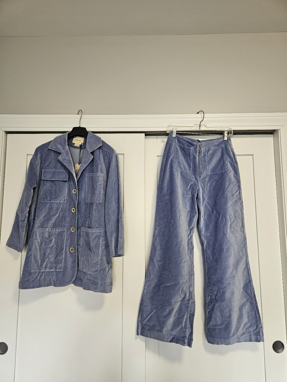 Paloma Wool Blue Velvet Suit Set - Jacket And Pants